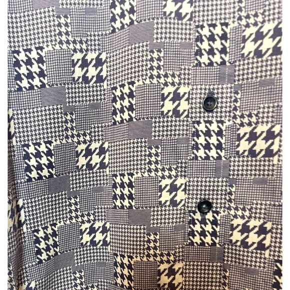 Robert Graham Block Houndstooth Gingham Check Button Down Collared Navy X-Large - Picture 11 of 11
